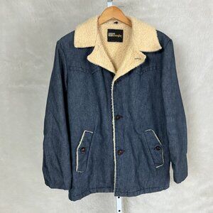 Vintage 70s Mr. Wrangler Sherpa Lined Denim Chore Jacket Made in USA 40
